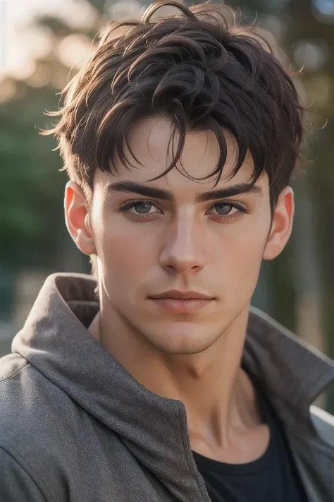 close up shot of Handsome Men with symmetrical face, epic composition, solarisation