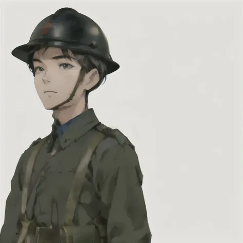 There was a man in uniform standing., Inspired by Junpei Sato, Made with Anime Painter Studio., japan soldier in world war 2, mario as a world war i soldier, Official character art, Drawing in Anime Painter Studio, Inspired by Hisui Tsukiura, Inspired by K...