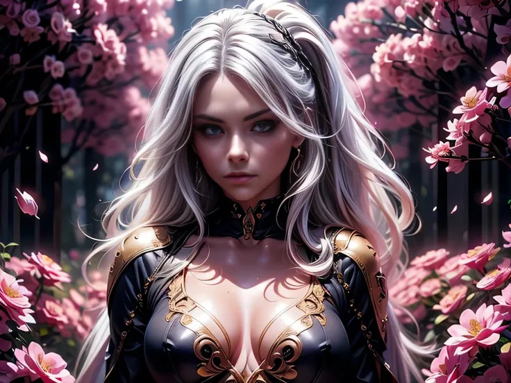 (Best Quality, 8K, Masterpiece, HDR, Soft Lighting, Picture Perfect, Realistic, Vivid), White Snake Girl (1.0), Naga Girl (1.0), Snake Girl, Snake Girl with White Hair and Sexy Open Scales pink bodysuit snake texture, Beautiful Anime fantasy, Very beautifu...