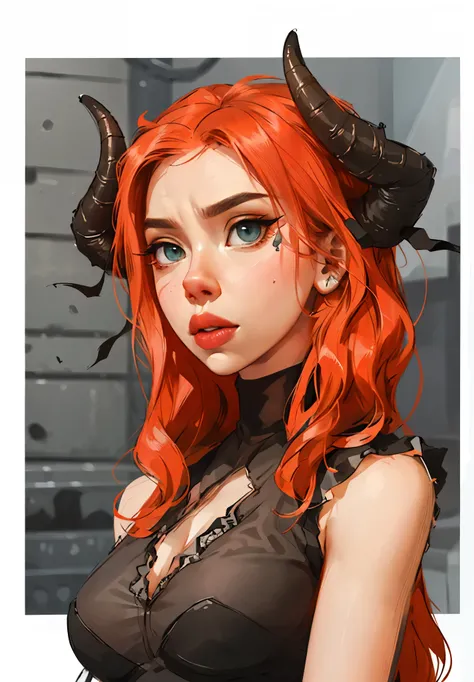 ((Samdoesart)), um desenho de uma mulher com chifres e top preto, com chifres, projeto da  chifres exuberantes, chifres bonitos, tiefling,  anime demon, demon slayer rui fanart, wise ( avaliando ), portrait of demon woman, demon woman, dnd portrait of a ti...