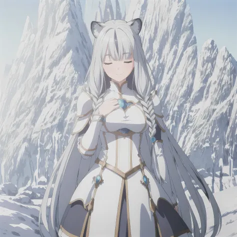 ((masterpiece)), (best quality), (ultra-detailed), photorealistic, (best illustration), ((an extremely delicate and beautiful)), 1girl, solo, long hair, tiger ears, [:tiger tail under:0.2], white hair, two-tone hair, full body, long blue cape, (Alternative...