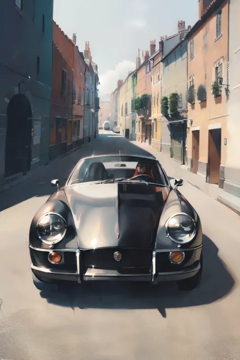 create a model of a hyperrealistic car of the brand ralph lauren. the beautiful and elegant car is in a rural street in  italie,...