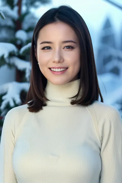 one girl,(wearing a turtleneck sweater),(winter jackets),(raw photos, highest quality), (realistic, photo-realistic:1.4), master...