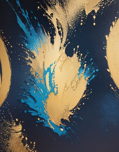 gold brush stroke paint, dark blue background