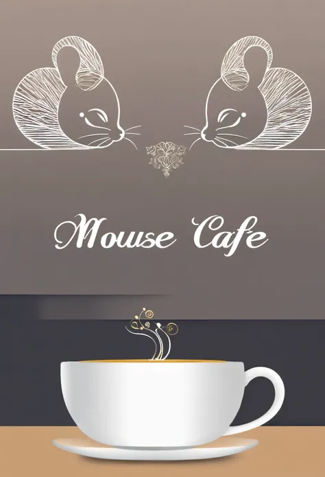 mouse cafe, logo, vector, line art, design, inspiration, straight, symmetry,