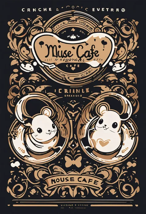 mouse cafe, logo, vector, line art, design, inspiration, straight, symmetry,