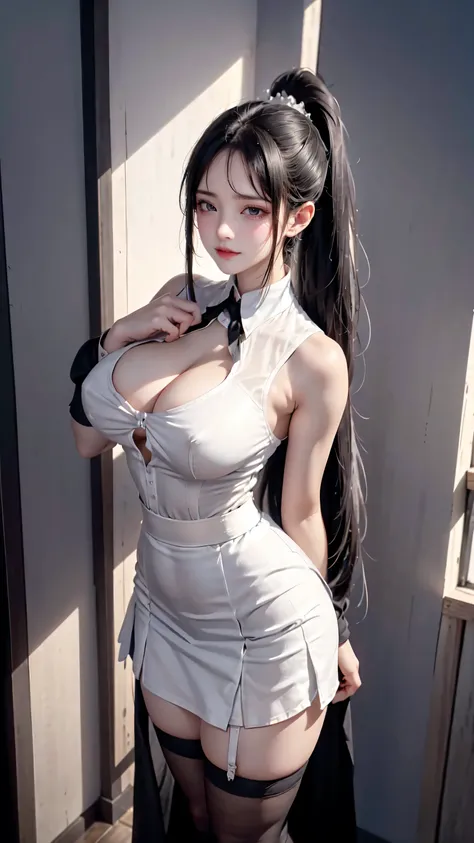 1 female,12years old,Black Hair,Beautiful ponytail hairstyles, (High Waist Skirt:1.3),, (White shirt:1.3), (Double-breasted,Underbust:1.2), Moaning,Sweaty thighs,My crotch is wet,Roll up your skirt,who、blush、whole body、A skirt so short that you can almost ...