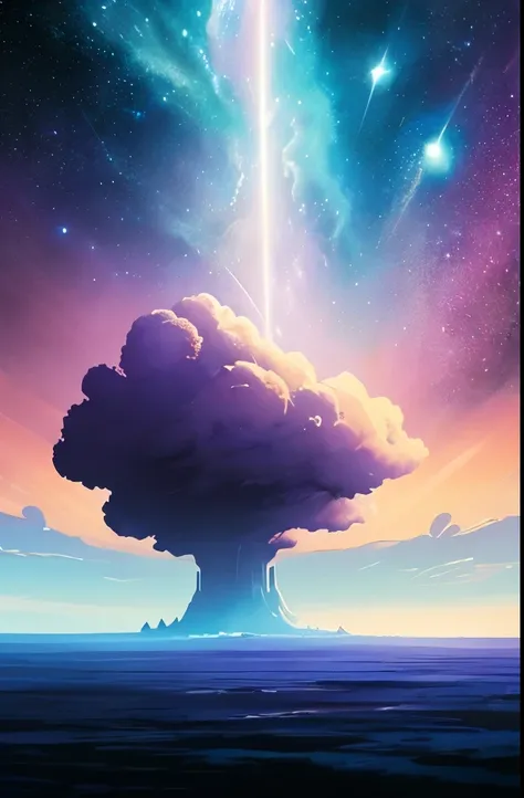 a painting of a night sky with clouds and stars, concept art by Christopher Balaskas, trending on cgsociety, space art, nebula clouds, nebula sky, space clouds, beautiful night sky, dramatic nebula sky, cosmic sky, interstellar stormy bright sky, dramatic ...