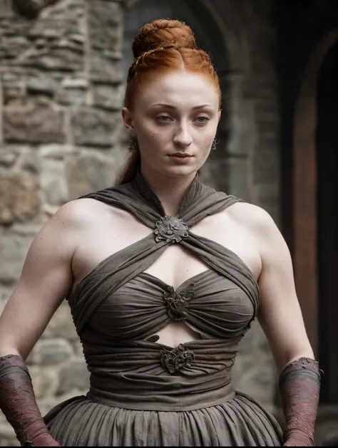 ( photograph of sophie turner as hot sexy queen ) (random photo , full body shot, thick figure, fleshy body, tall woman ) alayne...