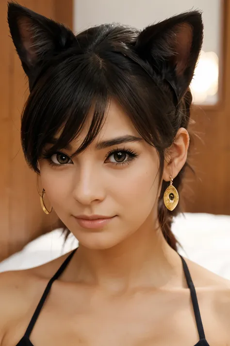 Mujer con orejas de gata estilo anime