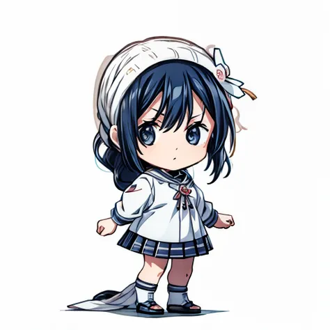 (masutepiece, Best Quality:1), 1girl in, Solo, Chibi, White background