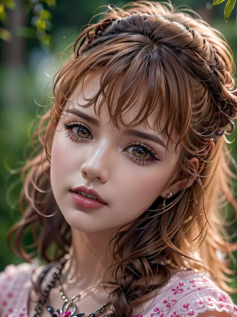 photorealistic Realism 32K Quality, (Hyper absurd quality, extremely detailed detail, hyper resolution, clear sharp focus, not blurry, (Realistic brown_eyes:1.25)), ((perfect dark_eyeshadows:1.45)), (super Detailed, beautiful little nose:1.2), (perfect com...