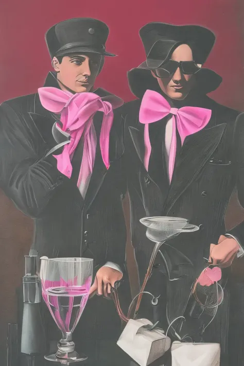 gay couple valentines day heartbreak pink drawing surrealism retro