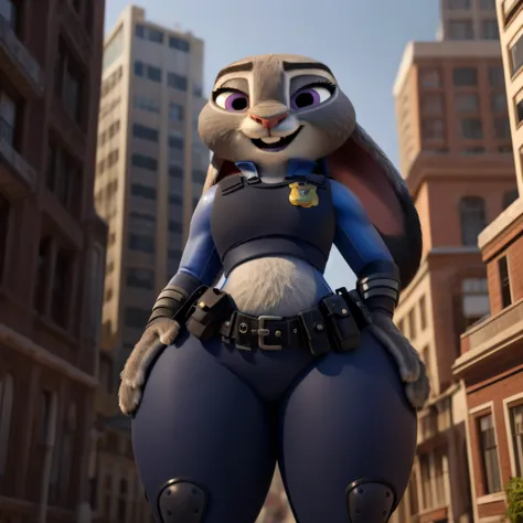 orelhas para baixo, bbw, gordinha, corpo sensual gordinha, peso 120 kg, peitos grandes, bochechas fofas, big soft arms, big sagging belly, (Melhor qualidade, Obra-prima:1), Judyhopps feminino peludo, retrato, police uniform, uniforme completo, rabo de coel...