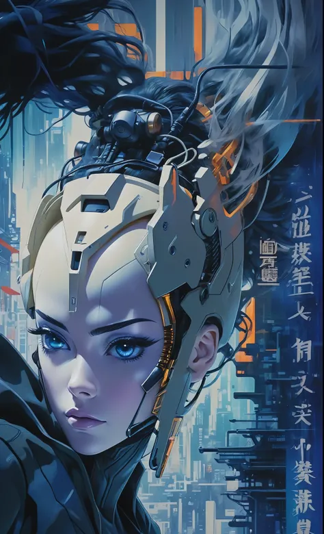 Ghost in the Shell Vol.2 - Enemies, by Luis Duarte, Luis Duarte style, blue and black shading, Neo-Tokyo style, Element Air, Mythpunk, Graphic Interface, Sci-Fic Art, Dark Influence, NijiExpress 3D v3, Kinetic Art, Datanoshing, Oilpainting, Ink v3, Splash ...