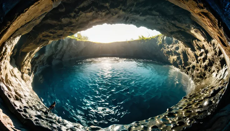 scenery, ultra detailed, 8k, abyss, in the abyss, in the sea, bubble, deep blue, viewer cant see the ocean floor, blue, real, raw photo