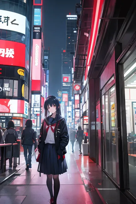 Tokyo　high school girl　Near future　Cyberpunk Shinjuku