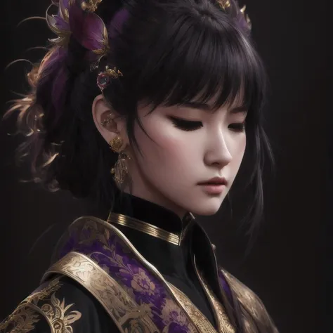 there is a 18 years old in a purple dress holding a dragon, wlop and ross tran, ross tran 8 k, fantasy art style, chengwei pan on artstation, a beautiful fantasy empress, ross tran and wlop, ruan jia and artgerm, the dragon girl portrait, ig model | artger...