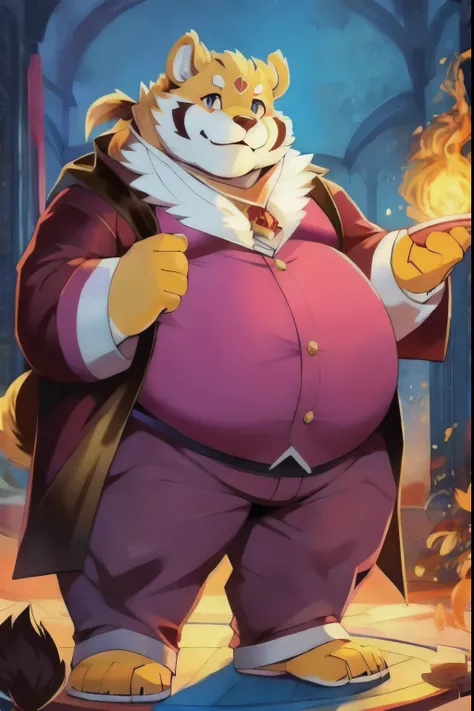 (masterpiece, best quality:1.2), fanqiuhu，furry，overweight，magician