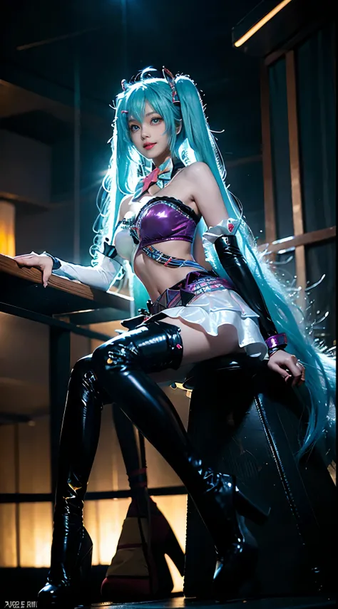 hatsune miku cosplay costume, hatsune miku, cosplay, twintails, aqua hair, long hair, alternate costume, hairclip, hair ornament...