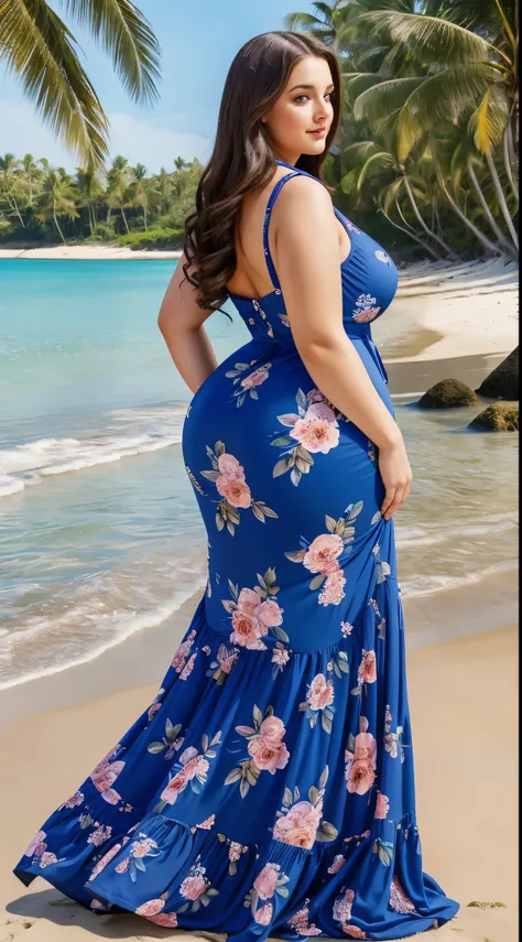 Two girls , full body dress (blue long dress, highly detailed and realistic dress, realistic nature, curvaceous and  body) [exquisite brushwork, stunning colors, soft lighting, serene atmosphere], ,(big booty)  Plus size bbw big ,, (wide booty)insanely inf...