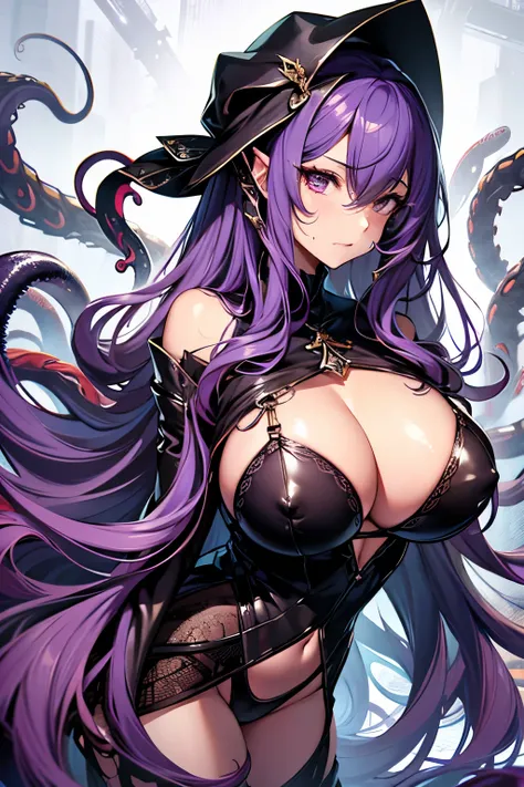 Bigger breasts，Bigger breasts，Large，Black lingerie，The chest tears the clothes，Big Tits，Z cup，tall，Black lingerie，Mass tentacles，Tentacle surrounding，Tentacles growing from clothes，Clothes and tentacles fusion，Chest protrusion，Tentacle chest，Tentacles grow...