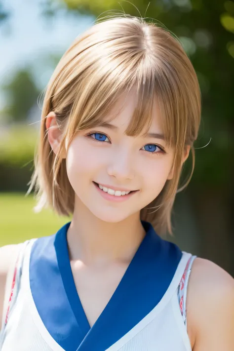 hair), (highest quality: 1.2), (Realistic), (Realistic: 1.37), Ultra-high resolution, 1 girl, Beautiful girl with a smile of a Japanese high school student,Blue Eye Color, Ahiro is&#39;mouth,   Beautiful details, Beautiful Nose, Long Hair, Beautiful and we...