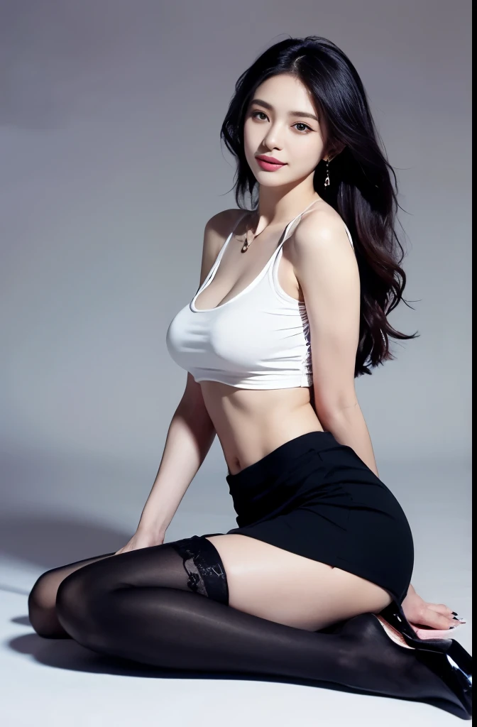 (masterpiece:1.3), (8 thousand, realistic, RAW photos, best quality: 1.4), (1 woman),(sheer silk blouse), (short skirt), (양 다리에 짙은색 realistic 팬티 스타킹 신고), (wearing Very sexy transparent Ultra-realistic thighhighs),  (Stockings on both legs), (Stockings on b...