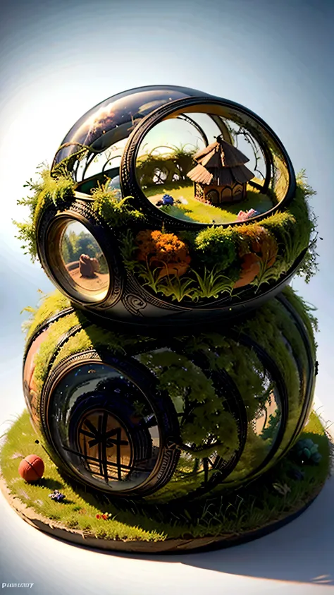 masterpiece, best quality, (Very detailed CG unity 8k wallpaper), (best quality), (Best Illustration), (The best shadow), Round carrot house covered with moss, Isometric 3D , Octane Rendering, Ray tracing, Very detailed