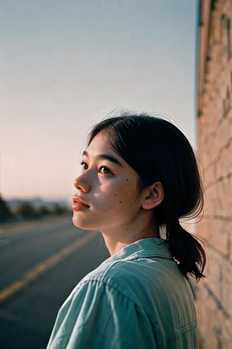 portrait, shot on leica, shadowplay, gorgeous lighting, subtle pastel hues, outdoors