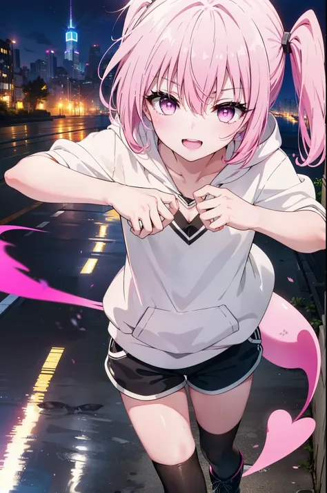 devil,  that deviluke, teeth, long hair, (pink eyes:1.5), pink hair, tail, twin tails, (flat chest:1.2),tail,happy smile, smile,...