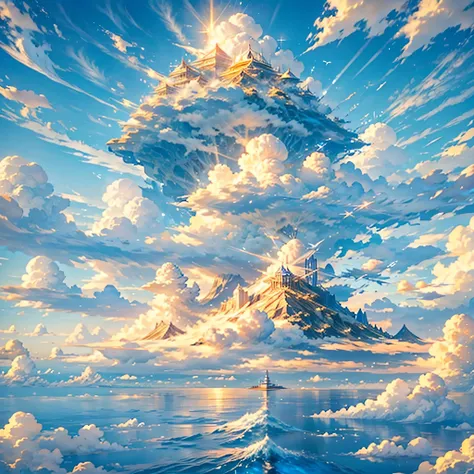 , Blue view, bigsky、sea、Aerial、Cumulonimbus,Spreading its wings、View from above、swan、Rule of 3、Golden Ratio、Shine