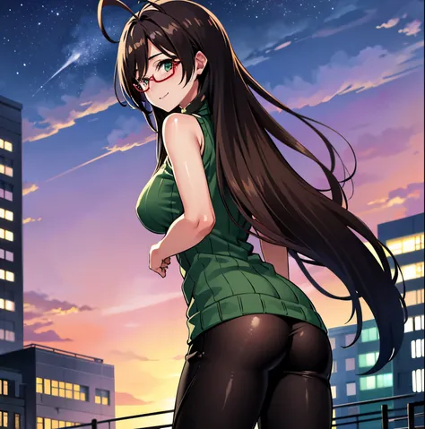 1girl,alone, chisato Hasegawa,( 4k detailed), (masterpiece), (ultra quality), (ultra detailed), (best illustration), (best shadow), (extremely detailed), (absurdities), (detailed background) , , glasses, solo, big breasts, medium waist, wide hips, medium t...