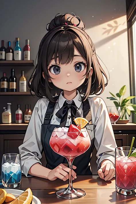 One girl, In the container,  Cocktail Glass,  whole body,