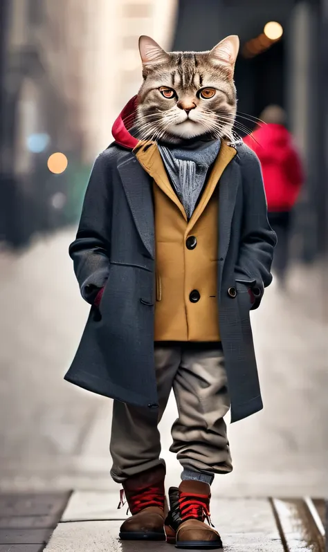 this cat is an amazing urban explorer. he stands and walks in a unique way, akin to a professional walker. dressed in durable wo...