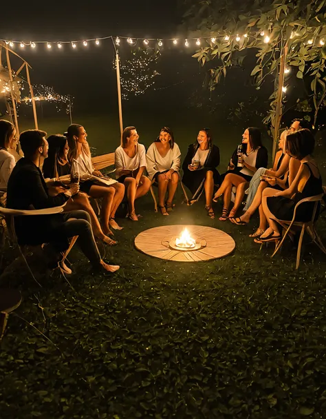 Happiest friends circle group evening vibe 