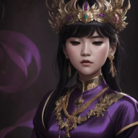 there is a 18 years old in a purple dress holding a dragon, wlop and ross tran, ross tran 8 k, fantasy art style, chengwei pan o...