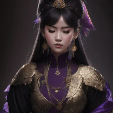 there is a 18 years old in a purple dress holding a dragon, wlop and ross tran, ross tran 8 k, fantasy art style, chengwei pan o...