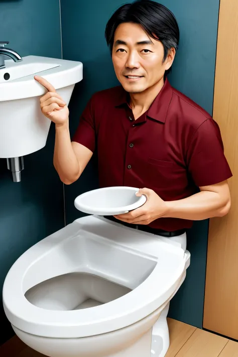 A middle-aged Japanese man who loves toilets