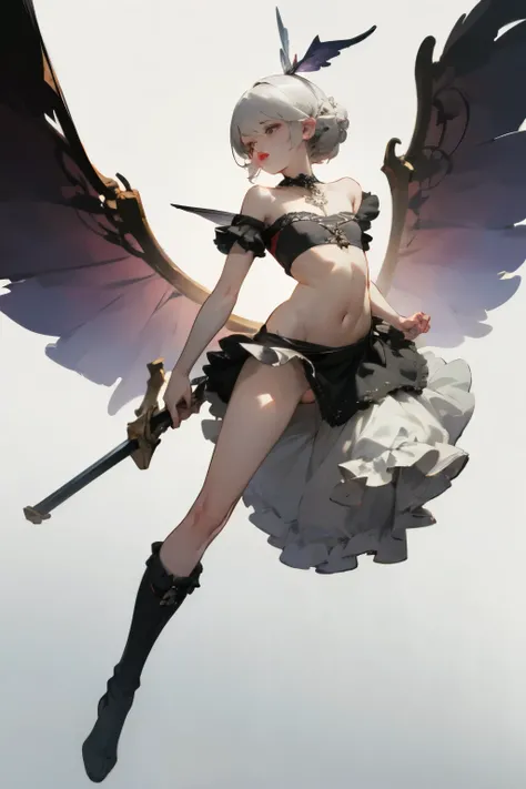  ((best quality)), ((masterpiece)), (detailed), 1girl, off-shoulder, Character design, female, dynamic poses, long white grey hair, grey white eyes, very skinny, detailed, best quality, no accesoires around the neck, no shoes, prominent collarbones, skinny...