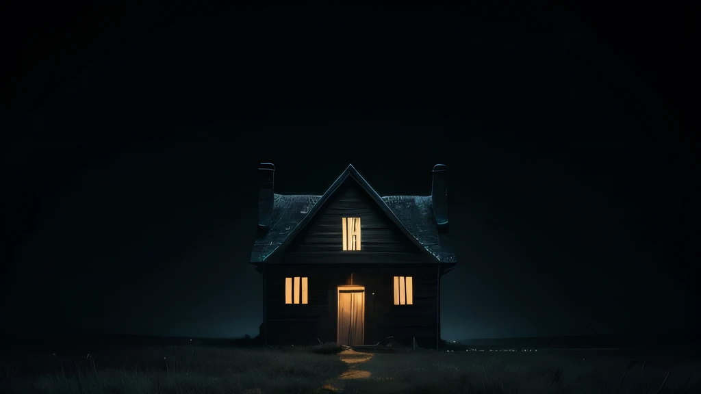 Dark house, empty background