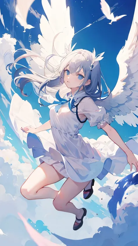 Angel with wings in the sky