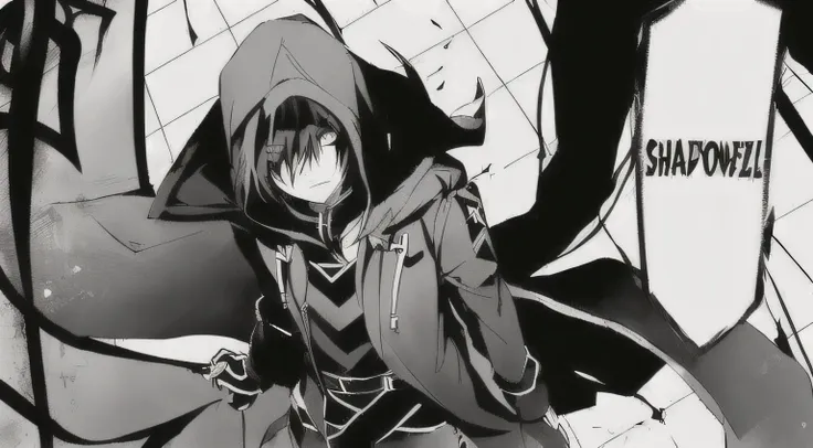 anime, a girl in a hooded jacket and a hoodie stands in front of a graffiti covered wall, kirito, an edgy teen assassin, dark ho...