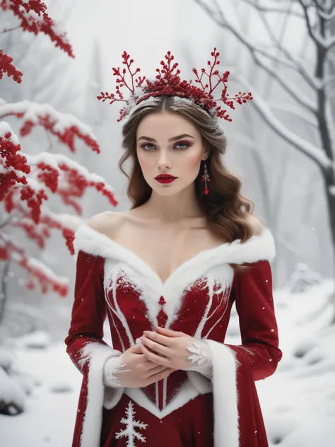 liza_white_model  snow fae princess, photo real,  (8k, raw photo, highest quality), hyper realistic, red ruby gemstone suit, hau...