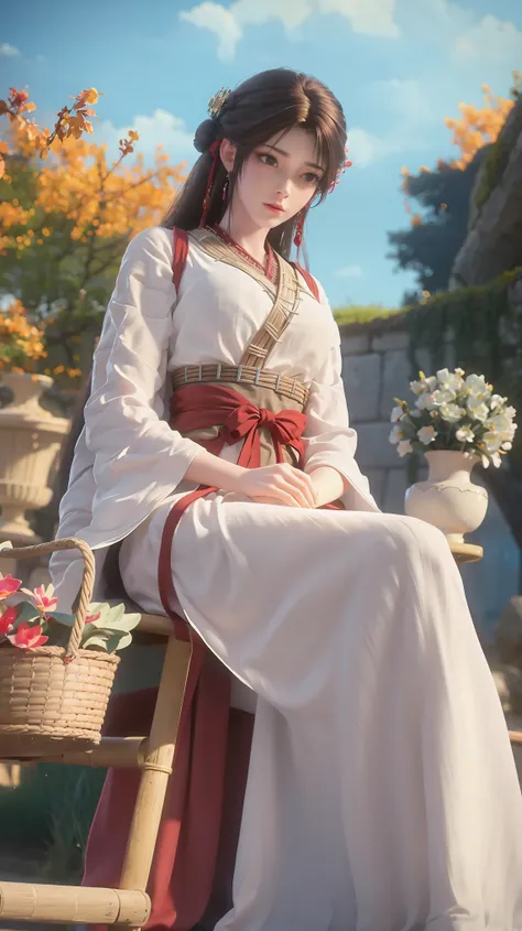 Arad woman in a dress sitting on a throne, cute anime waifu in a nice dress, trending on cgstation, 8K high quality detailed art, anime barbie in white, highly detailed exquisite fanart, Extremely detailed Artgerm, the anime girl is crouching, Flowing magi...