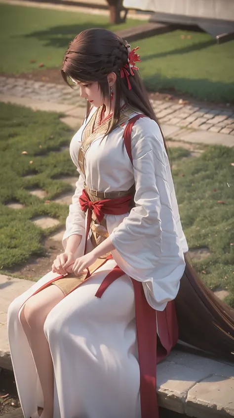 Arad woman in a dress sitting on a throne, cute anime waifu in a nice dress, trending on cgstation, 8K high quality detailed art, anime barbie in white, highly detailed exquisite fanart, Extremely detailed Artgerm, the anime girl is crouching, Flowing magi...