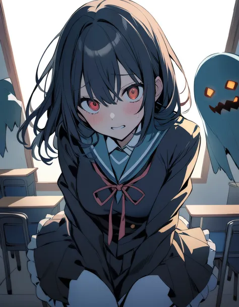 girl　one person　A haunted classroom