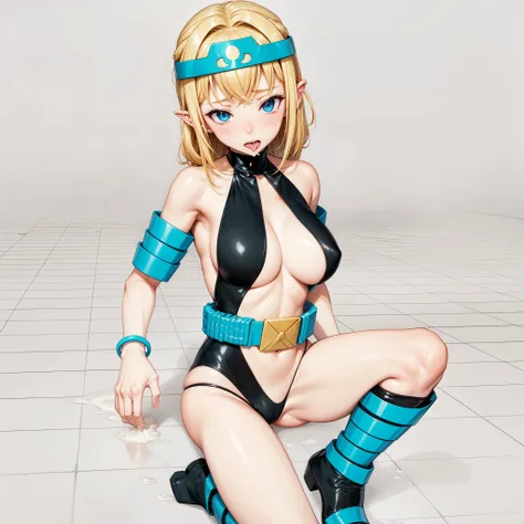 Female Combatant、Blonde Japan girl、Close-up of a girl in a black bikini、Black shiny bikini、Black boots、A golden snake circlet on his head、Saiyan Girl, wonderful, Nano Girl, Female body type, Inspired by Hiromu Arakawa, Anime Manga Robot!! Anime Girls, Fubu...