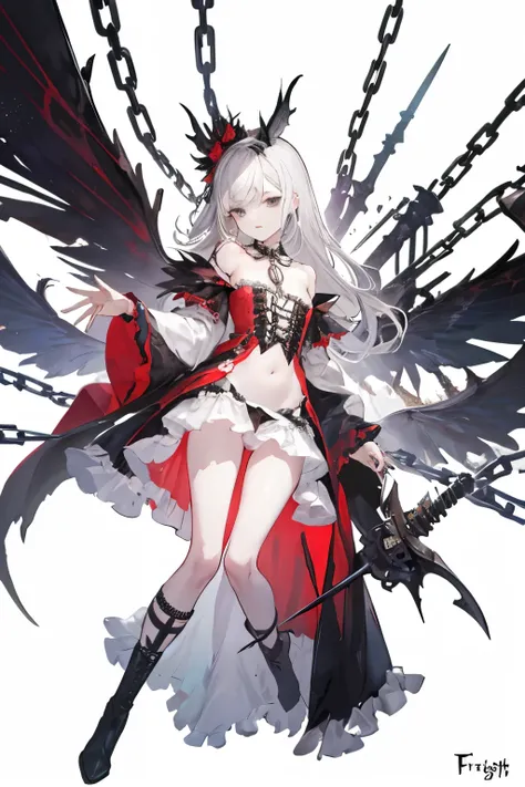  ((best quality)), ((masterpiece)), (detailed), 1girl, off-shoulder, Character design, female, dynamic poses, long white grey hair, grey white eyes, very skinny, detailed, best quality, no accesoires around the neck, no shoes, prominent collarbones, skinny...