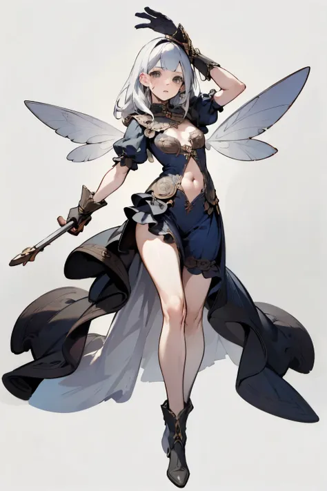 ((best quality)), ((masterpiece)), (detailed), 1girl, Character design, female, dynamic poses, long white grey hair, grey white eyes, very skinny, detailed, best quality, no accesoires around the neck, no shoes, prominent collarbones, skinny arms, flat st...